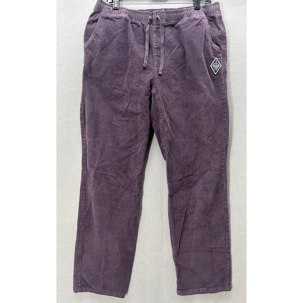 Prana Corduroy Pants Men L Purple Relaxed Fit Pull On Organic Cotton Hiking